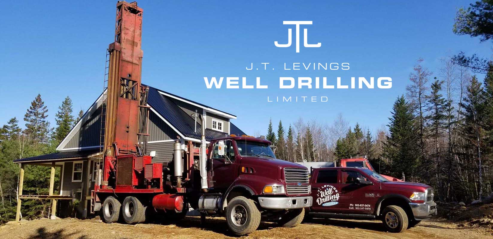 Drilling trucks getting ready to drill well